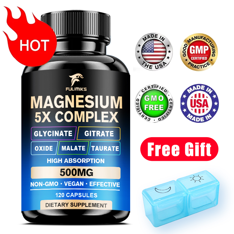 Magnesium Glycinate Capsule - حبوب مكملات المغنيسيوم 5 في 1: